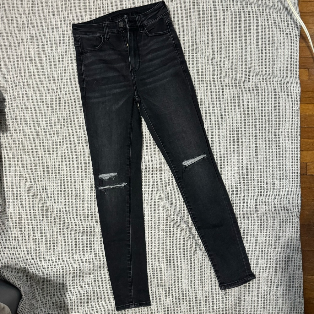 American Eagle Outfitters Black Ripped Skinny Jeans